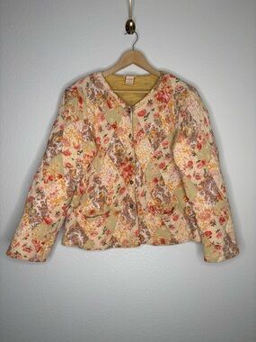 April Cornell Vintage Patchwork Sweater Jacket size Large